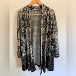 Nic+Zoe Open-Front Abstract Cardigan Duster Size L